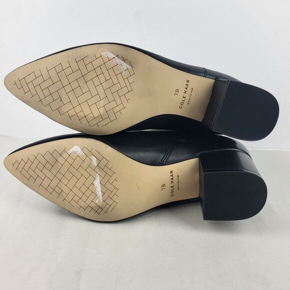 Cole Haan Elyse Leather Booties Black Boots Size 7 - Picture 10 of 11